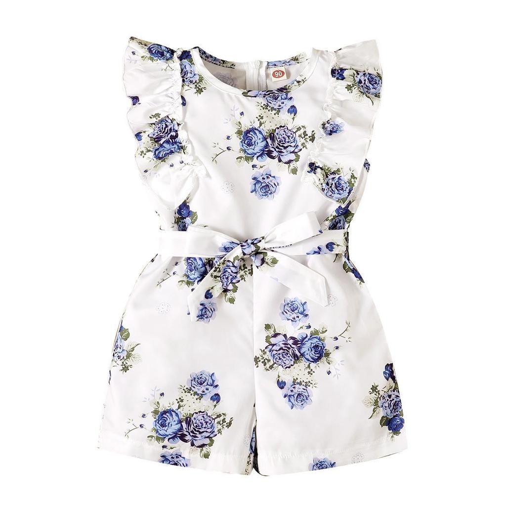 Floral Ruffle Sleeveless Baby Girl Romper Jumpsuit