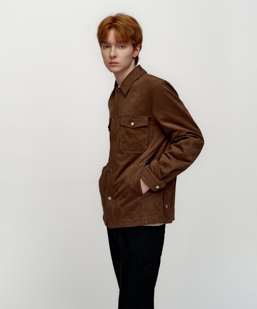 Solew Suede Outer Shirt_Brown