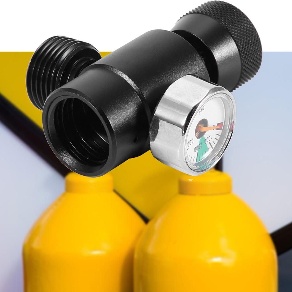 CO2-Fülltank-Zylinder-Nachfülladapter-Anschlusssatz für SodaStream (Schwarz mit Meter)