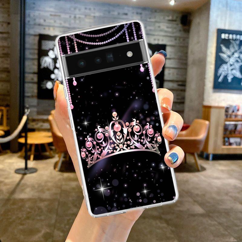 

Diamond Crown Phone Case Cover for Google Pixel 8 7 6 5 4 4XL Shockproof Silicone 7A 6A 5A 4A 3A 3AXLPro 5G Transparent Shell Pixel 4A 5G