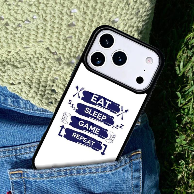 Eat Sleep Game Repeat Gamer Phone Case Cover Compatible with for IPhone 17air 16e 15 14 13 12 11Pro Max 17 Air