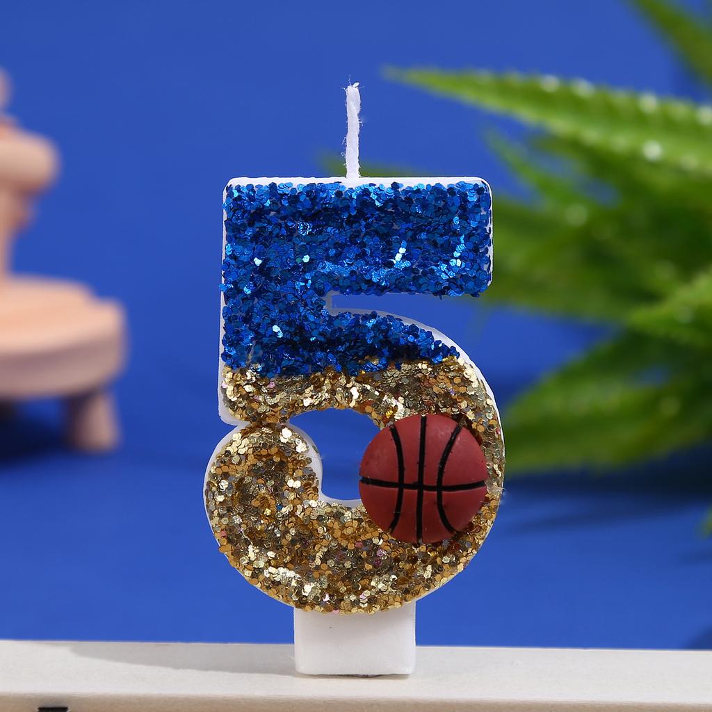 Birthday Candle Number 0-9 Red Blue Cake Candle with Red Basketball,Birthday Party Kids Adults Anniversary Celebrations Supplies