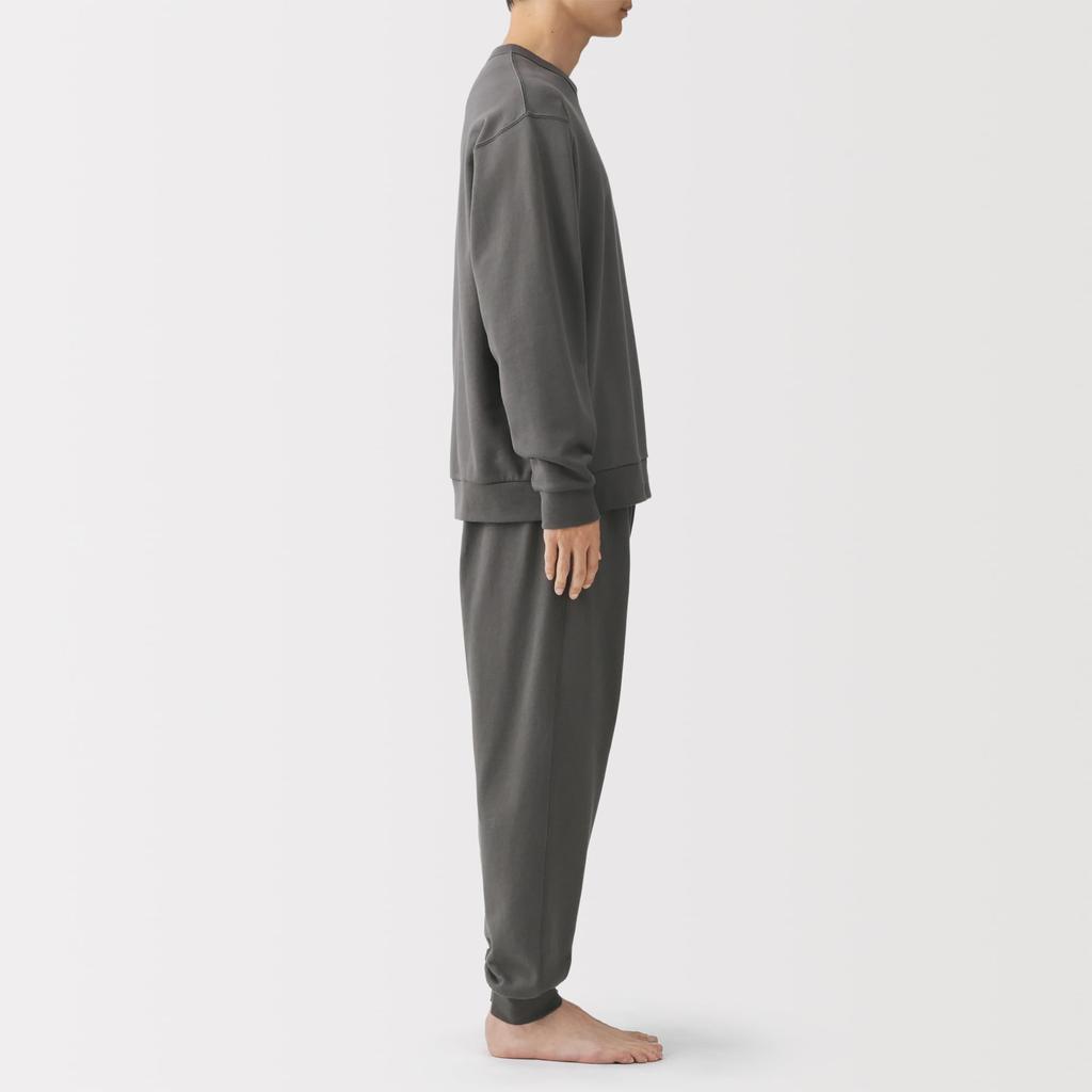 MUJI Cotton Fleece Loungewear Set FB0ZYA6S Black L Men's Long-Sleeve