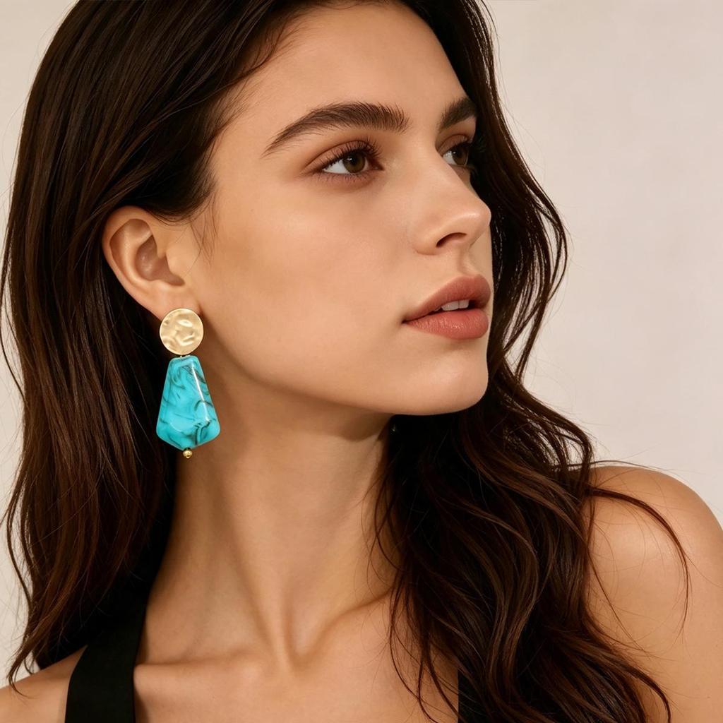 Bohemian Resin Geometric Stud Earrings - Luxurious, Versatile Design for Everyday Wear