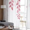 Leaf Plant Rural Style Agate Green Pink Gradient Sheer Window Curtain Tulle Curtains for Livingroom Home Decor Voile Drapes