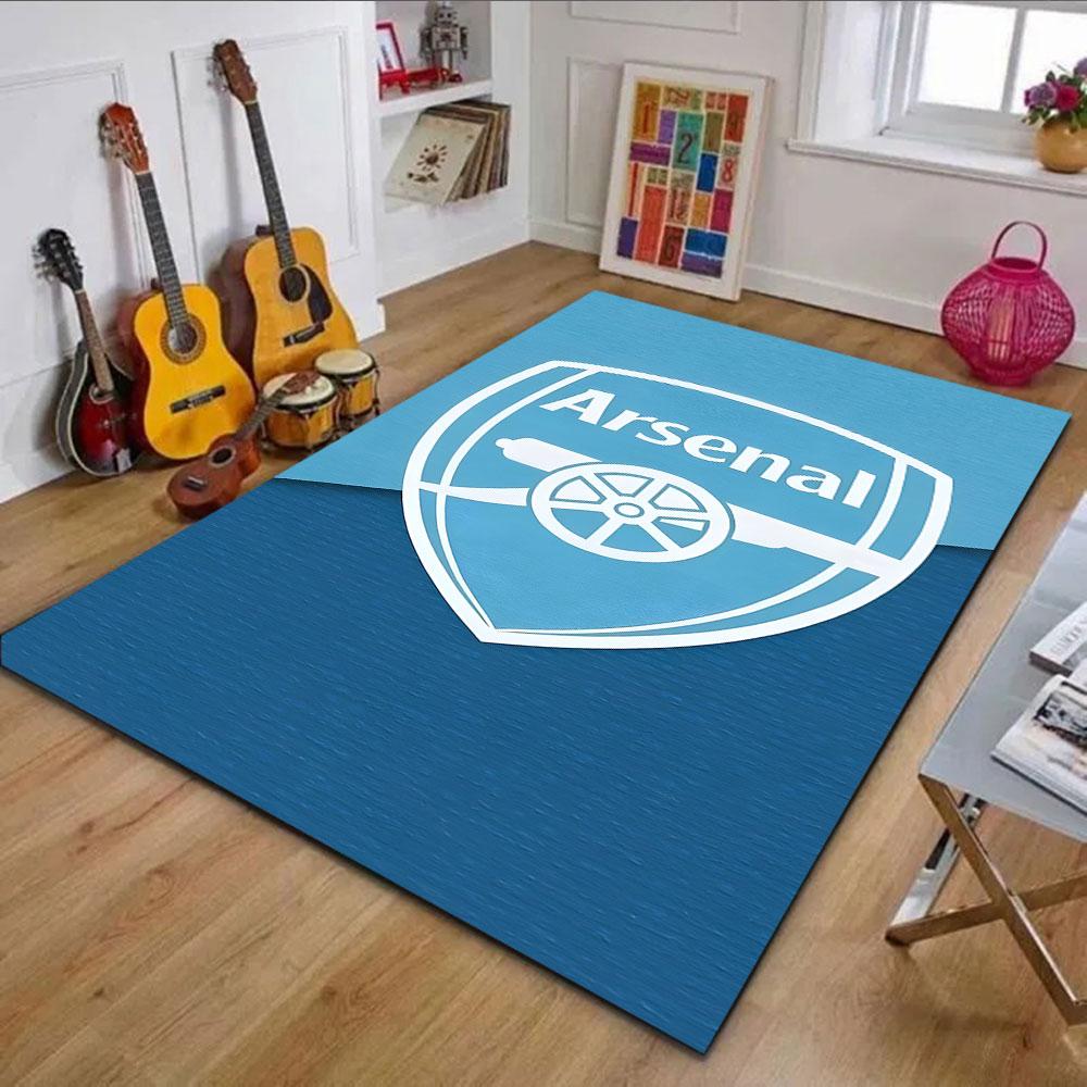 Arsenal Logo on Blue Background Patterned carpet, non slip mat suitable for living room and bedroom sofas