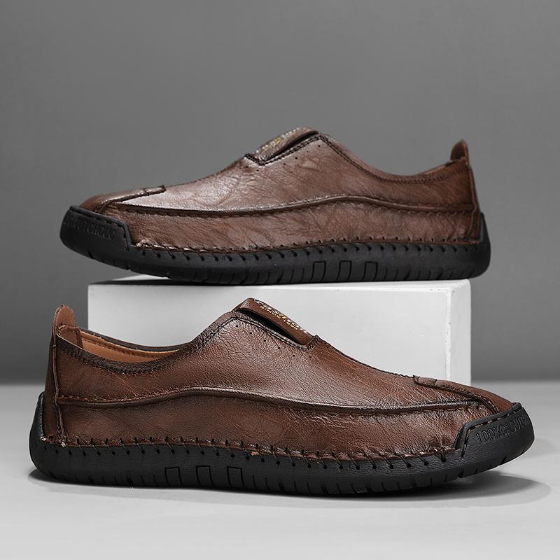 Handmade Genuine Leather Men's Casual Shoes Comfortable Moccasins Men Business Flats Shoes Driving Shoes