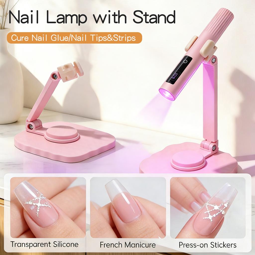 LINMANDA Handheld Nail Lamp Portable LED Nail Lamp with Stand Rechargeable Suitable for Gel Nail Polish and DIY Nail Art