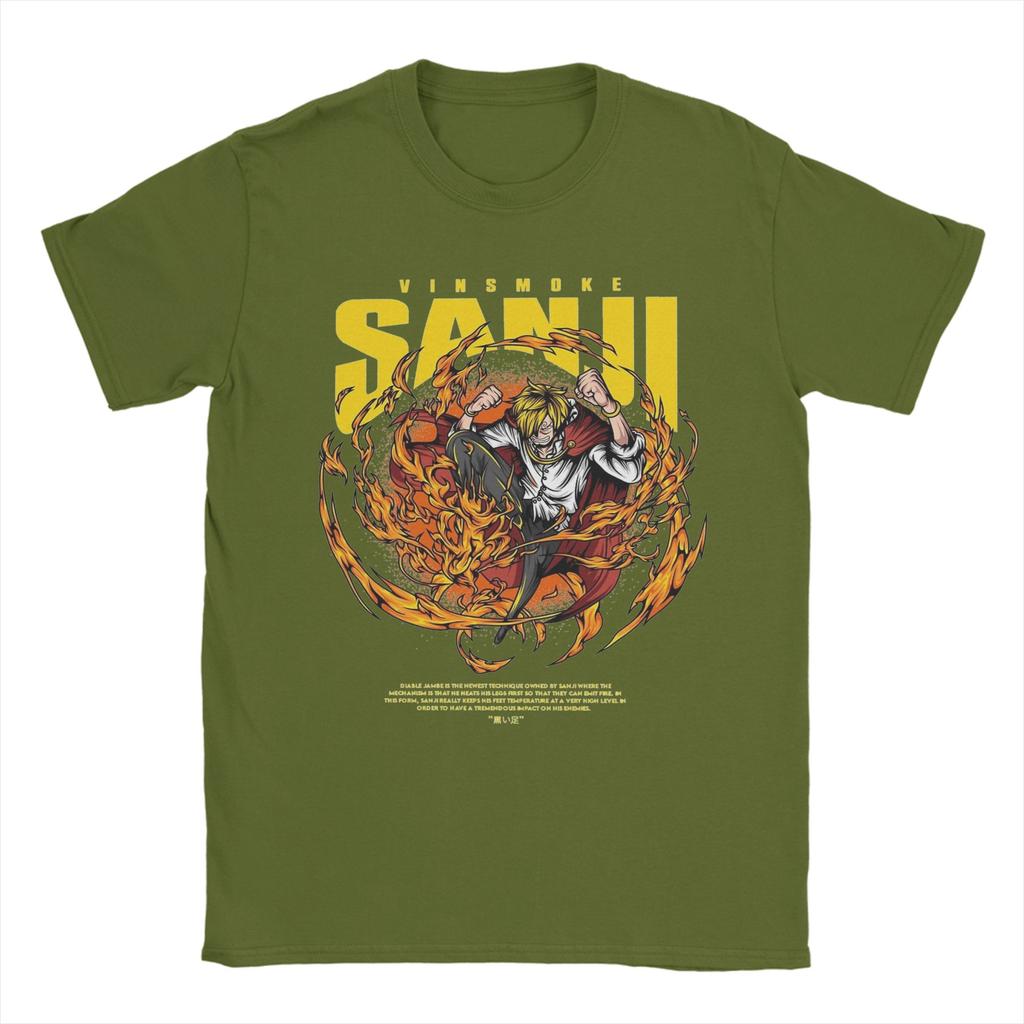 Mens Vinsmoke Sanji T Shirts Ones Pieces Anime Cotton Tops Novelty Short Sleeve Crewneck Tees Printed TShirts