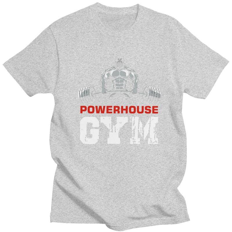 Custom Bodybuilding Fitness Powerhouse Gym T Shirt Men Short Sleeve Pure Cotton Tshirt Tee Tops Fashion Tshirts