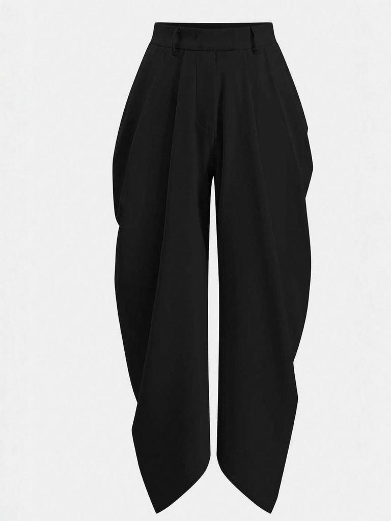 2025 Evropské a americké kalhoty s vysokým pasem, splývavé, plisované, nepravidelné, ležérní