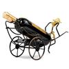 Chinese Style Retro Wrought Iron Wine Rack Gift Ideas Rickshaw Wine Bottle and Glass Holder Bar Home Decoration