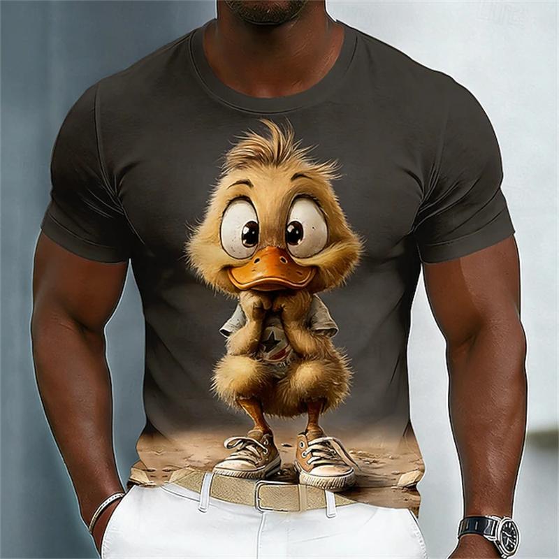 Animation Style T-Shirts Summer Fashion Short Sleeve Funny 3D Animals Printed Men Casual Loose Comfortable Breathable Soft T-shirt