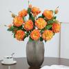 Artificial Rose Flower Fake Rose Flower Artificial Rose Bouquet with Green Leaves Realistic Long Stem Faux Flowers Wedding Party