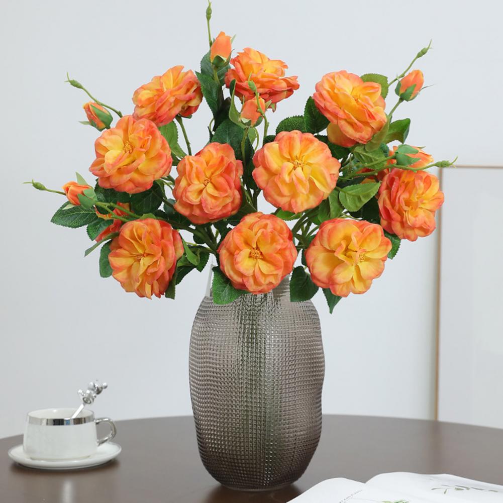 Artificial Rose Flower Fake Rose Flower Artificial Rose Bouquet with Green Leaves Realistic Long Stem Faux Flowers Wedding Party