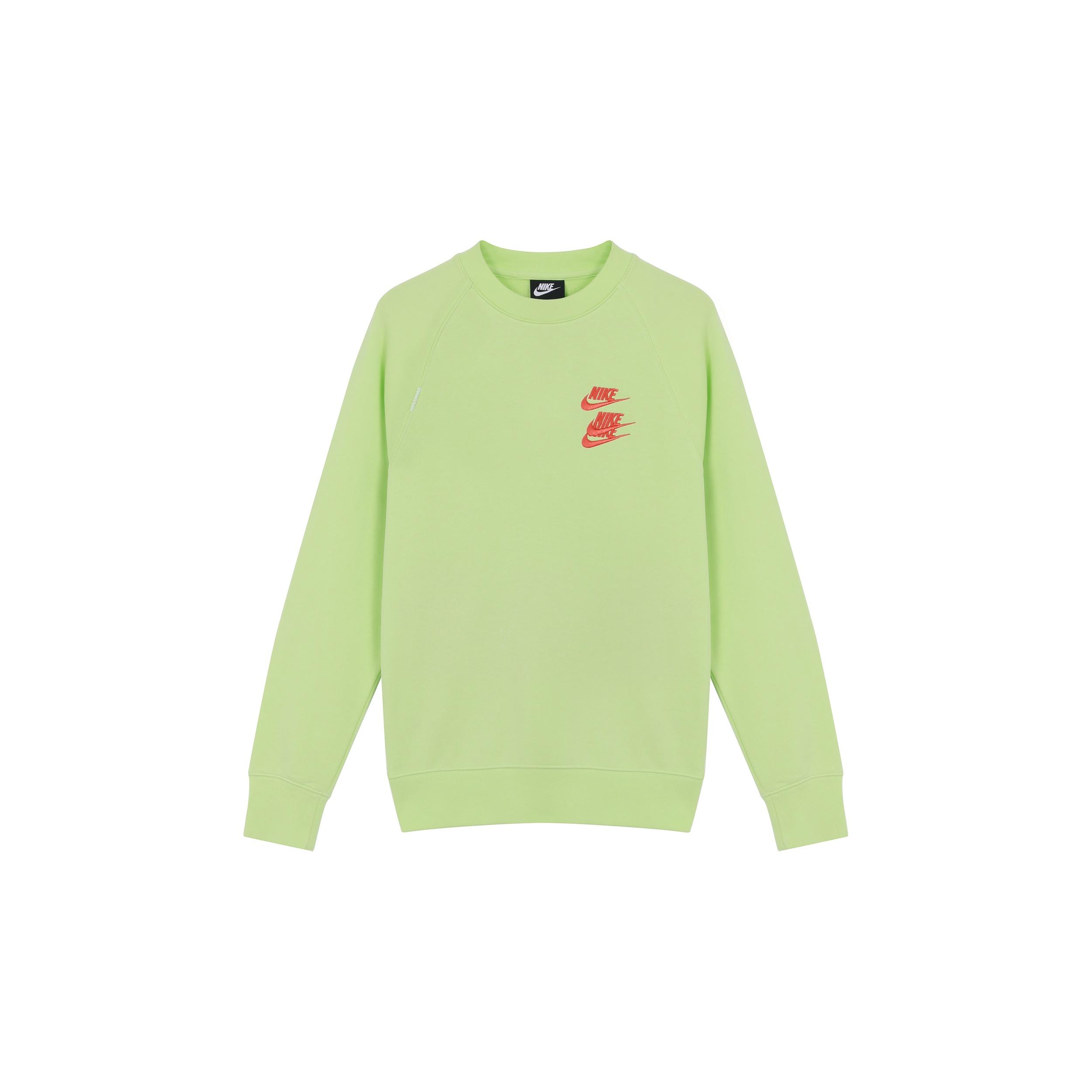 Men s Nike Embroidered Logo Round Neck Pullover Green DD0883-383 L