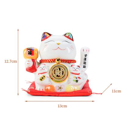 5 Polegadas Cerâmica Acenando Gato Mão Plutus Gato Alimentado Por Bateria Maneki Neko Decoração Para Casa Gato Da Sorte Melhor Presente