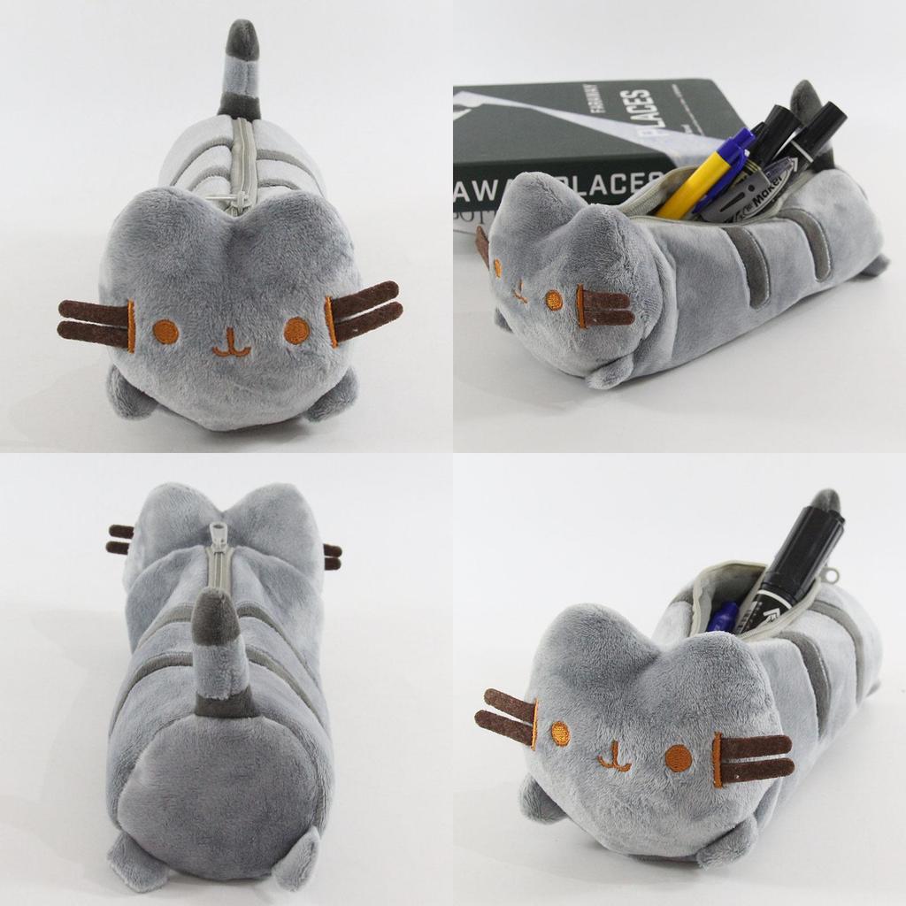 Cute Plush Cat Pencil Case With Large Capacity For Students And Stationery Organization