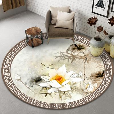 Floor Mat Bedroom Living Room Home Decoration Chinese Feng Ink Painting Plum Non-slip Round Carpet