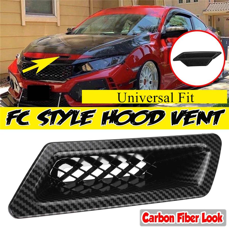 

1Pc FC Style Hood Vent Front Bumper Hood Air Vent Intake Duct Carbon Fiber Look