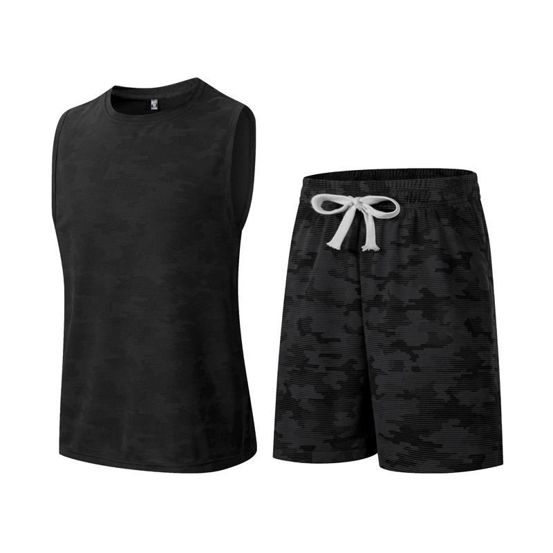 Summer Casual Sports Suit Men's Short Sleeved Lightweight Quick Drying Ice Silk Two-piece Set