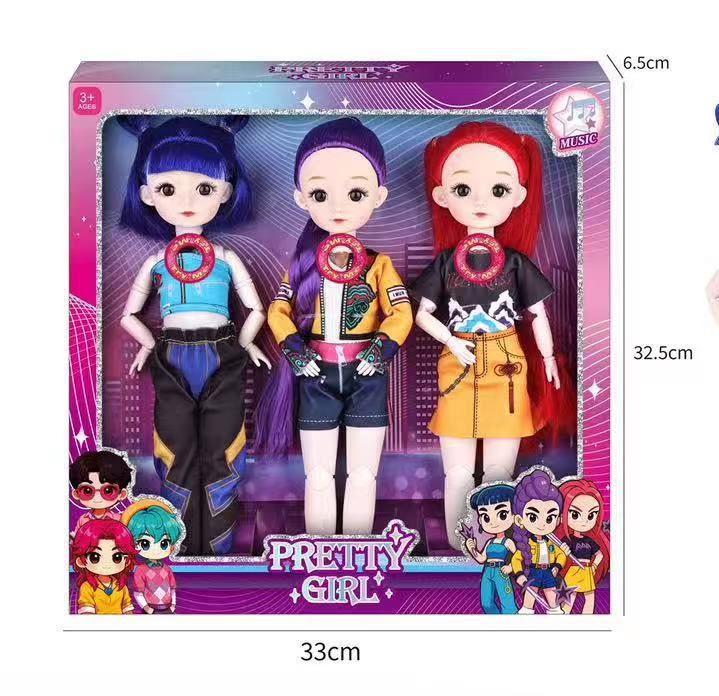 K-POP Devil Hunter Girl 12-inch Articulated Vinyl Figure with Sound and LED Lighting, Children's Poseable Action Toy