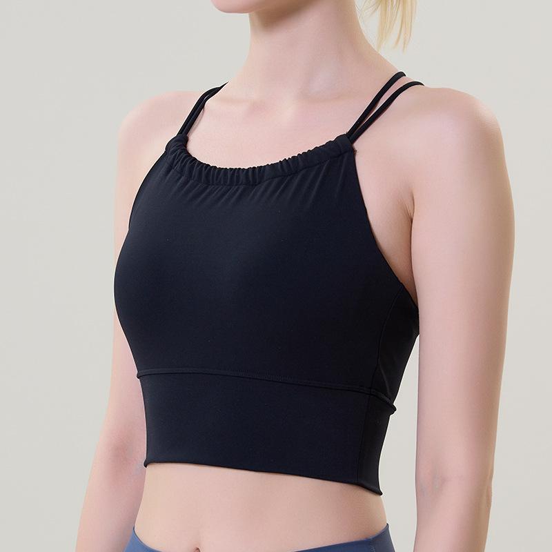 Luxe Lycra Criss-Cross Back Yoga Sports Bra with Built-in Padding