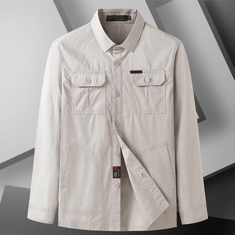 

Мужская хлопковая рабочая рубашка большого размера с длинным рукавом 4XL