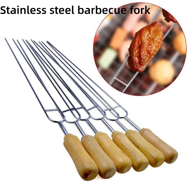 6pcs Stainless Steel U-Shaped Barbecue Brazing Fork Needle Grilling Skewers BBQ Tools