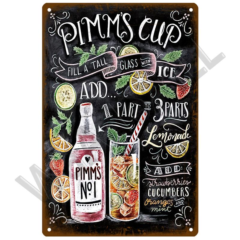 Metal Sign Vintage Tin Sign Decorations Gin Tonic Cocktail Plate Decorative Poster Plaque Retro Bar Kitchen Home Wall Decor