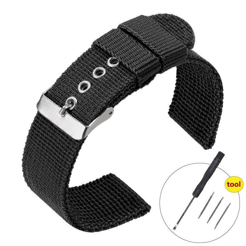 Nylon Watch Straps 16mm 18mm 20mm 24mm Army Woven Elastic Strap for 22mm Seiko Strap Wristband Military Men's Sport Watchband