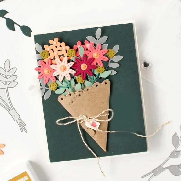 Flower Bouquet Cutting Dies Embossing Stencils Cuts Stencils Metal Die Cuts for Scrapbooking Card Scrapbook Decoration