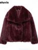 Popular Women's Spring New Arrivals Fashion Loose Faux Fur Coat with Stand Collar