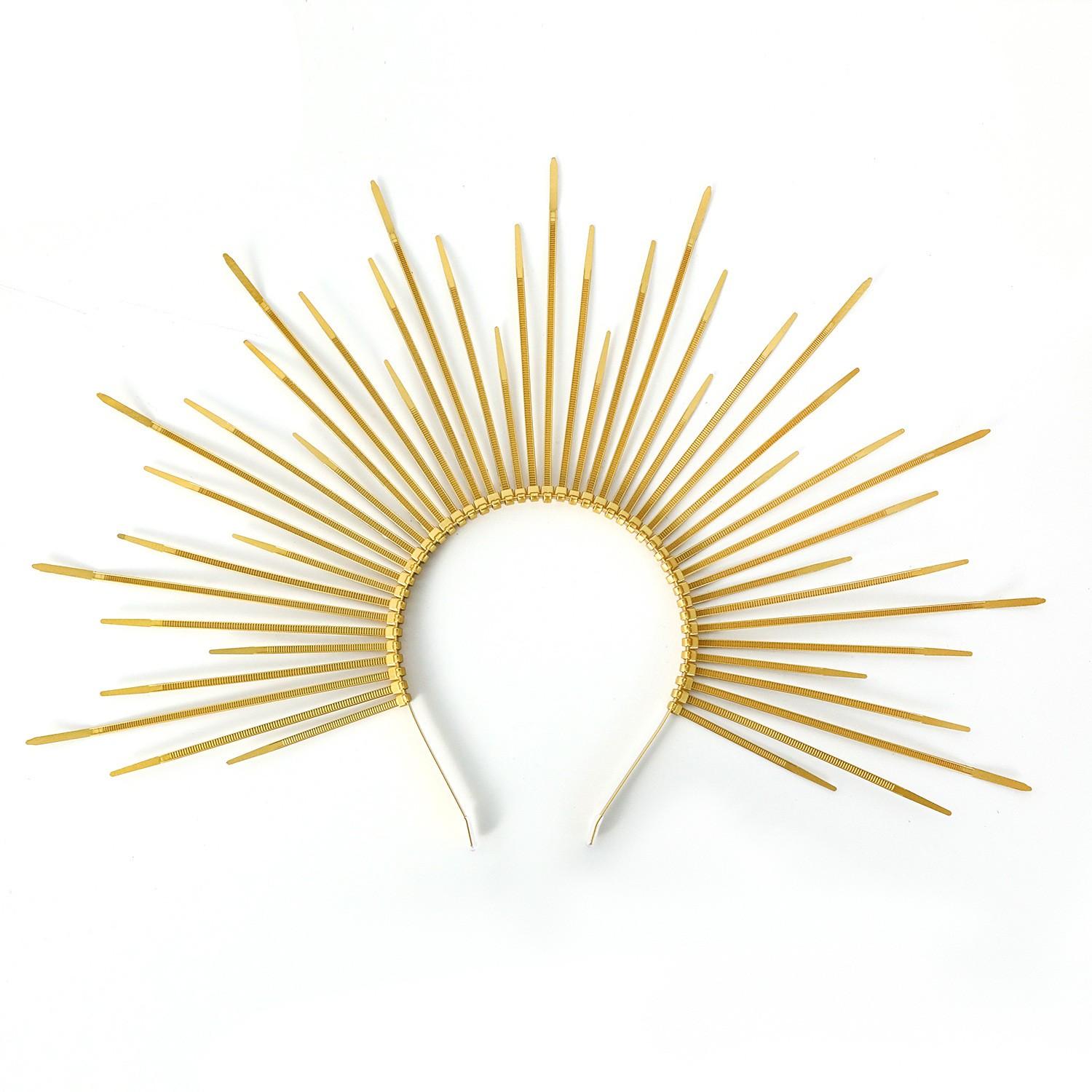 

Солнечная корона, Восходящее солнце, Готический обруч для волос, Праздничный головной убор ручной работы, Аксессуары для одежды. золотой