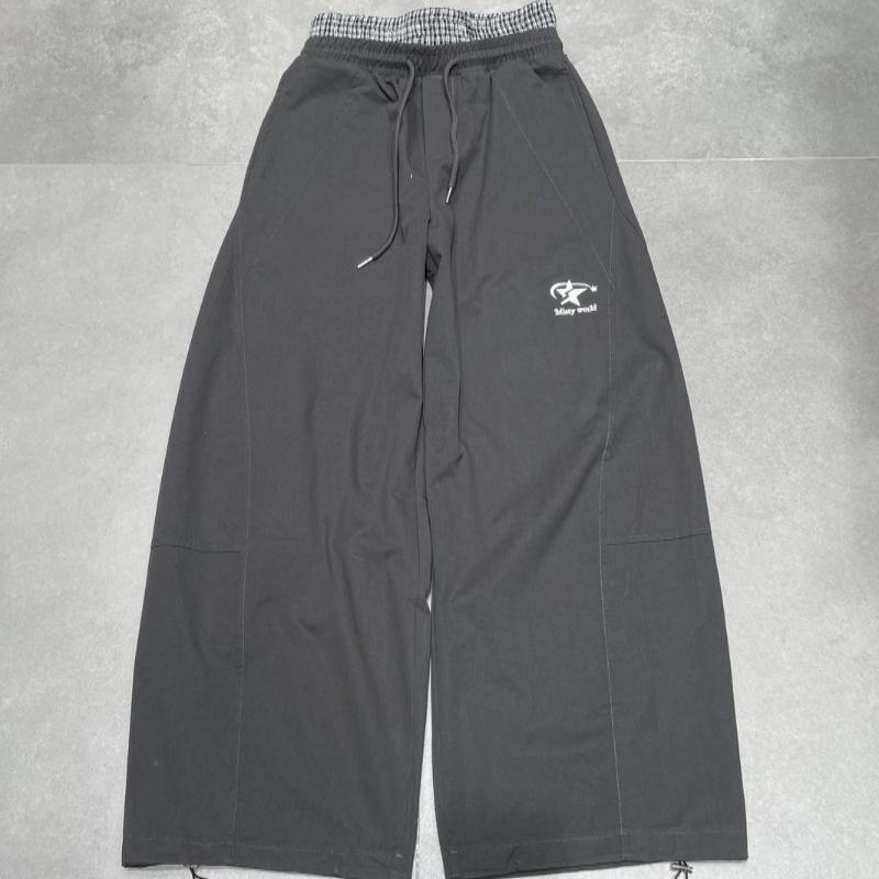 2026 Spring Women s Versatile Double Waist Plaid Casual Embroidered Slimming Banana Pants Medium