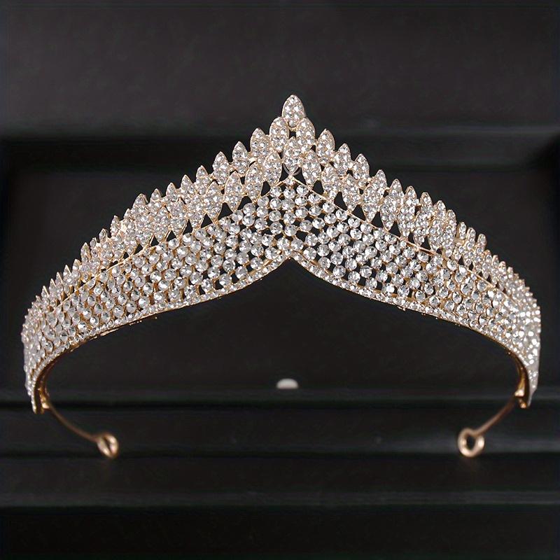 Corona Nuziale Accessori per Capelli Matrimonio d'Oro Strass di Cristallo Tiara e Corone da Sposa Accessorio per Capelli Diadema Ornamento per Capelli