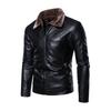 Men's business leather jacket velvet winter new men's leather jacket lapel fur