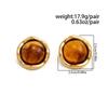 SHIXIN Elegant 18K Gold Plated Stainless Steel Stud Earring Women Minimalist White Oval Resin Piercing Ear Y2K Aesthetic Jewelry