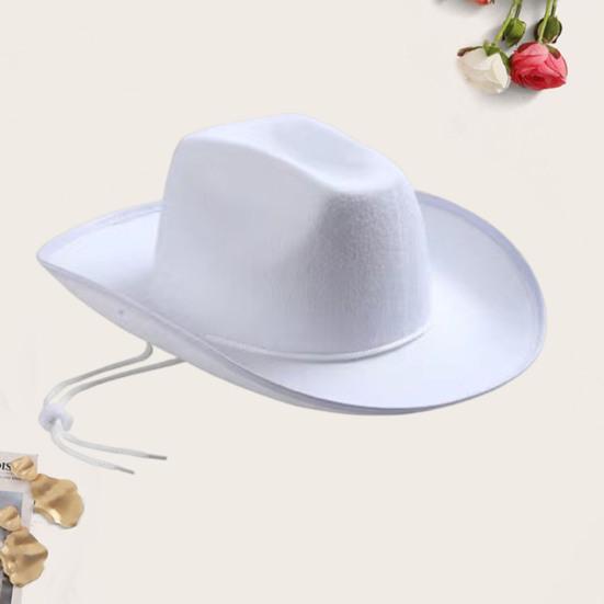 Hemming Wide Brim Solid Color Adjustable Windproof Rope Bowler Hat Western Cowgirl Jazz Sun Hat Fashion Accessories