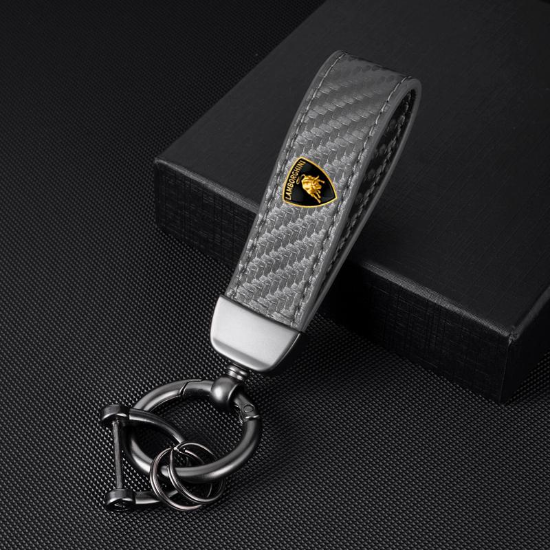 Klíčenka na klíče z uhlíkových vláken Kovový kožený kroužek pro Lamborghini LP570 LP610 Urus LP700 LP770 Gallardo Aventador Příslušenství