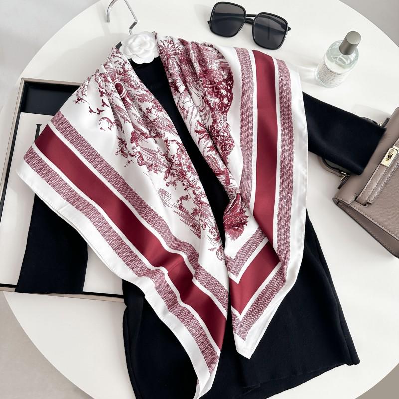 Čiernobiela hodvábna twill šatka so zvieracím vzorom - 90x90CM Jesenný/Zimný šál pre ženy