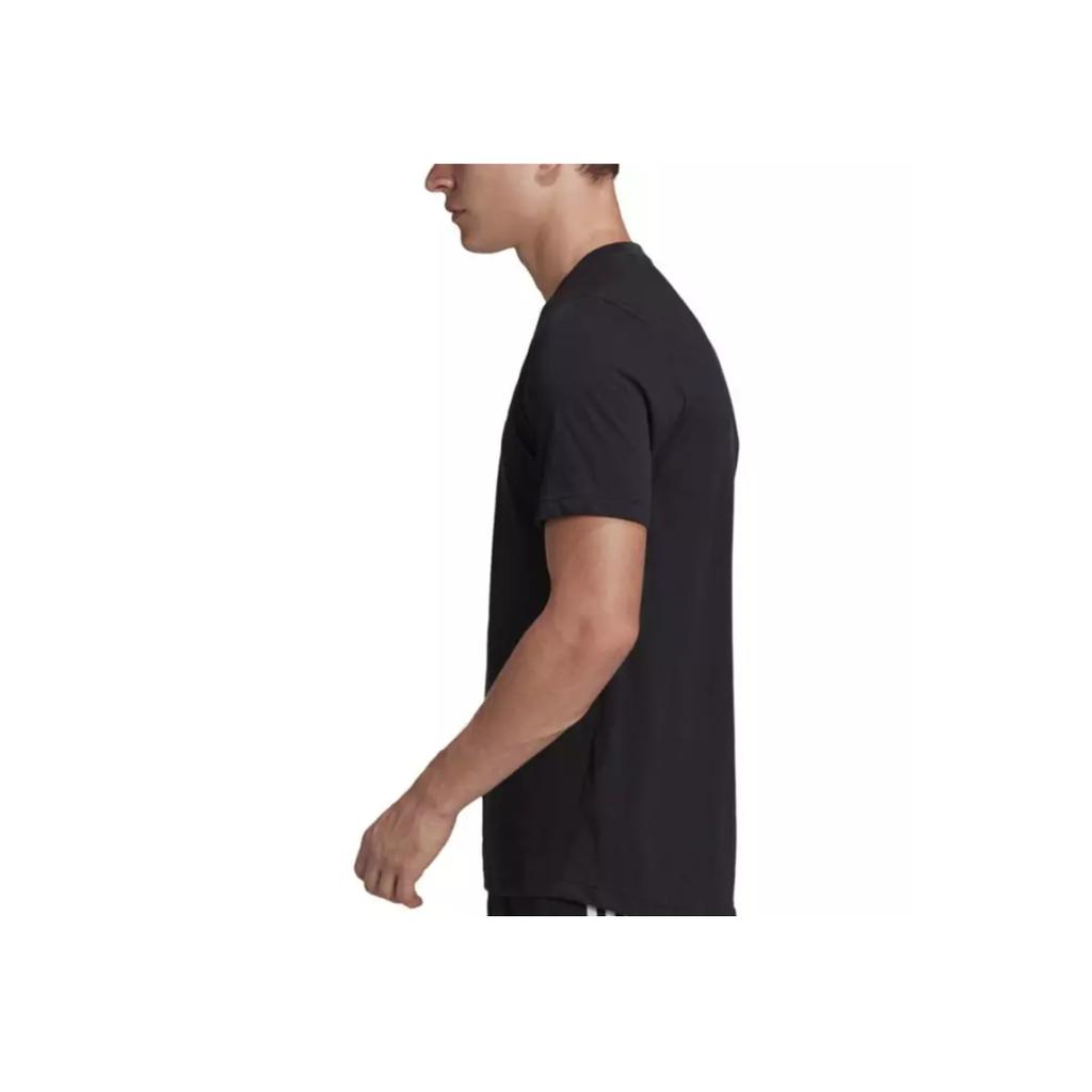 Adidas Solid Color Logo Casual Sports Short Sleeve T-Shirt Men Tops Black HE2238