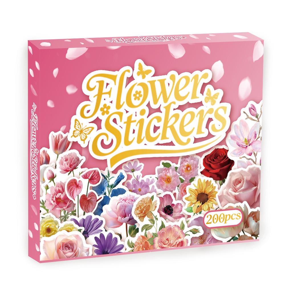 200-Count Holographic Flower Laser Glitter Stickers - Cartoon Style with Hot Stamping for Gift Box Sets