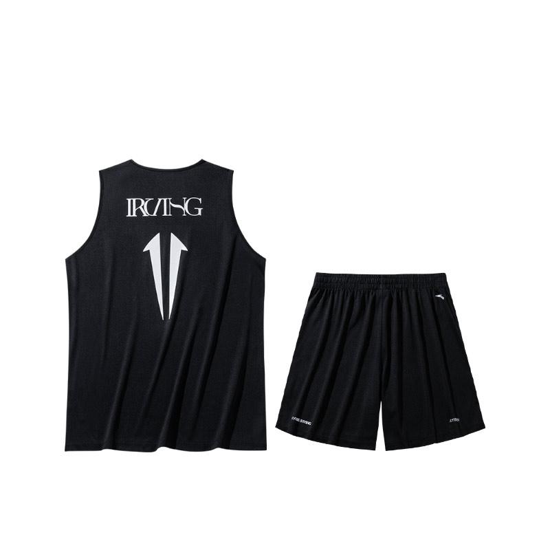 Anta Kyrie Irving Series Printed Letter Round Neck Comfortable Breathable Sleeveless Vest Mid Waist Shorts Basketball Set 172431201-3