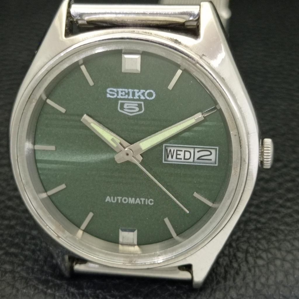 VINTAGE SEIKO 5 AUTOMATIC 6309A JAPAN MENS GREEN COLOR DIAL WATCH a701525-5 R206b-a701525