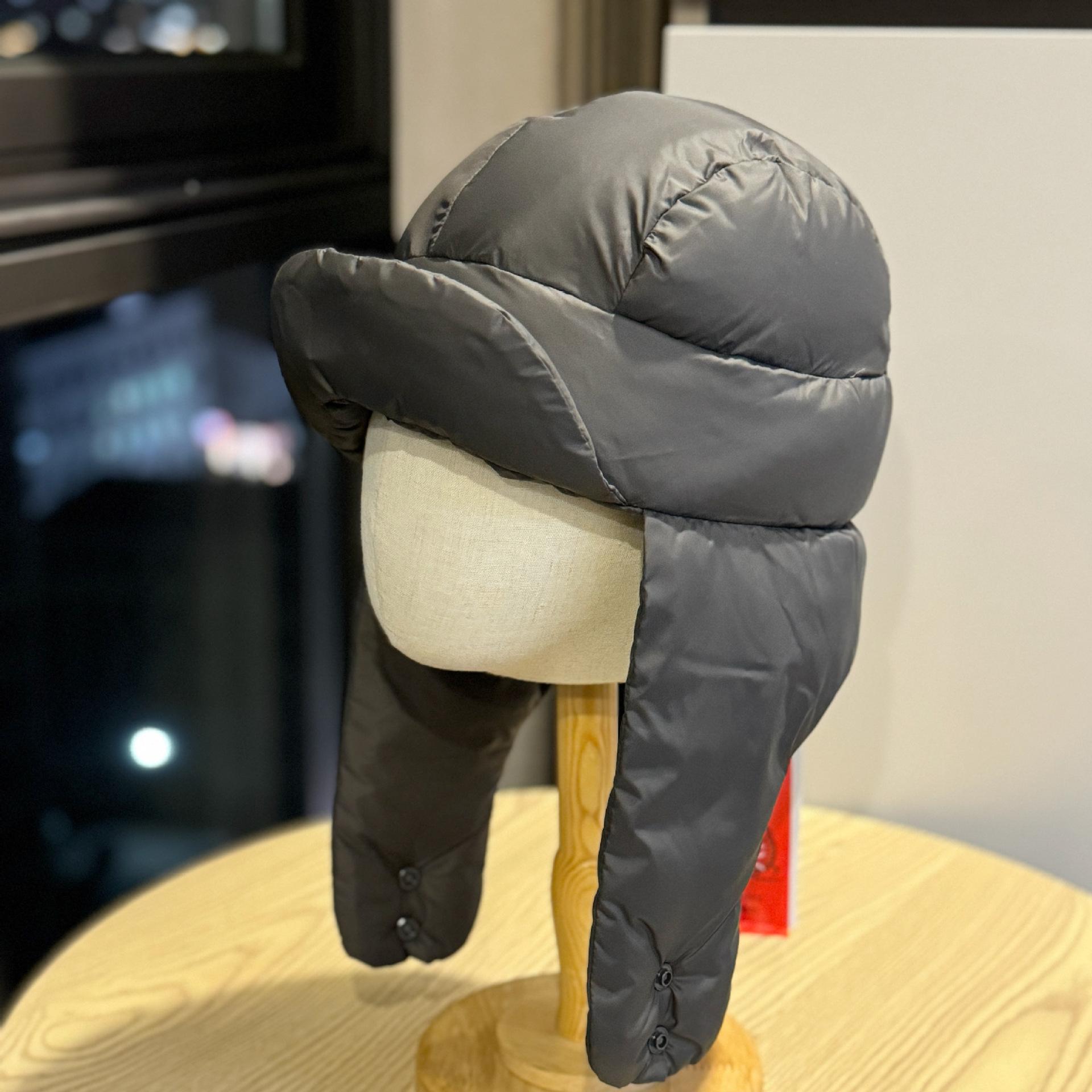

New winter down cotton windproof and warm Lei Feng hat for men and women, outdoor windproof and cold-resistant ear protection hat, ski Northeast hat Adult54-60Average Size сірий колір