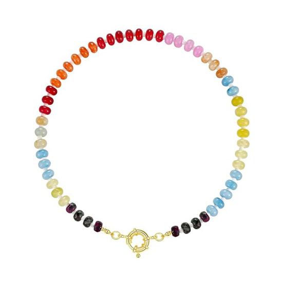 

Stone Beads Necklace Colorful Beaded Choker Boho Summer Holiday Necklace for Women Daily Wear Party Beach Vacation Jewelry A