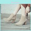 Luxurious Leather Winter Shoes For Women And Girls With Thick High Heels