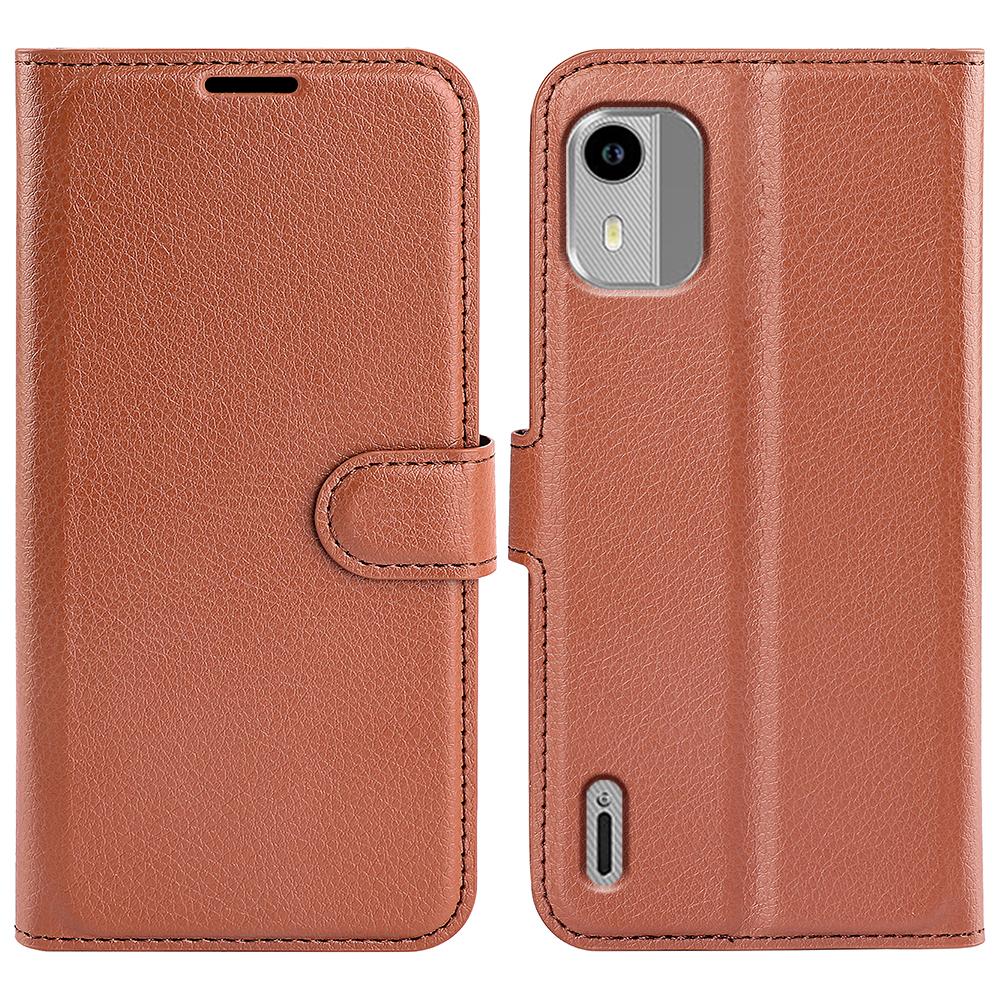 For Nokia C12 4G/C12 Pro/C12 Plus Wallet Litchi Texture Phone Case Anti-Scratch Stand PU Leather Protective Cover