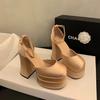 Wedding Shoes Wedding Artifact Small Thick Heel Muffin Bottom Waterproof Table Mary Jane High Heels Autumn New Models